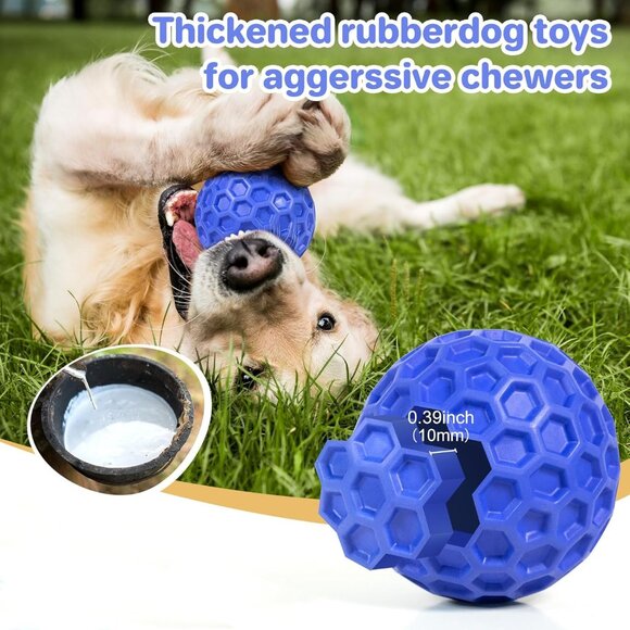 Indestructible Squeaky Dog Ball, Relieves Anxiety, Cleans Teeth, Interactive Che - Picture 3 of 8